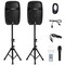 Black Iron and Plastic 2-Way Active Speaker System with Microphone and Stands